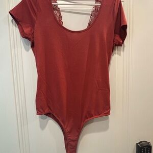 Willow Deep Red Lace-Accent Bodysuit